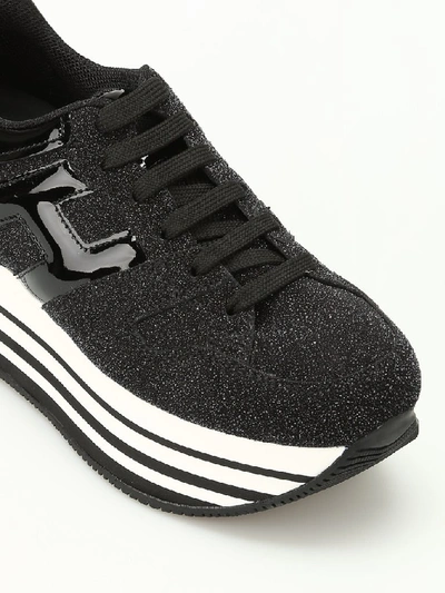 Shop Hogan Maxi H222 Platform Glitter Sneakers In Black
