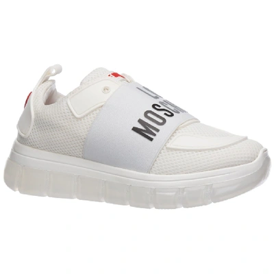Shop Love Moschino Logo Motif Sneakers In White