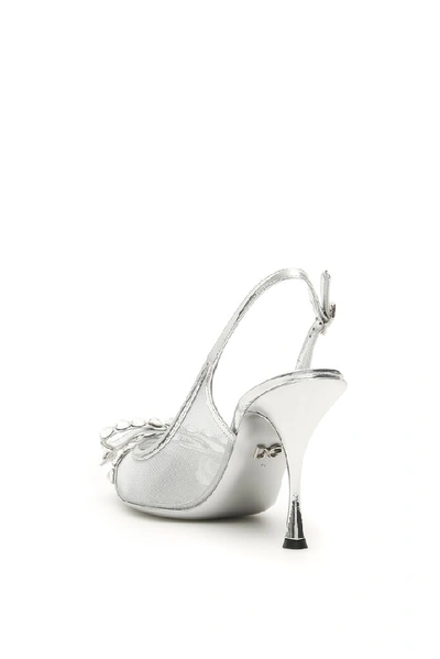 Shop Dolce & Gabbana Embellished Slingback Pumps In Silver