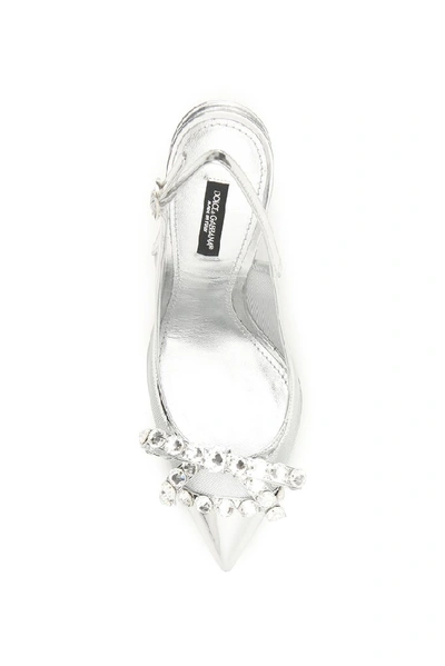 Shop Dolce & Gabbana Embellished Slingback Pumps In Silver