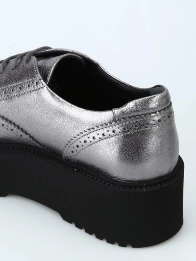 Shop Hogan H355 Platform Brogue Shoes In Silver