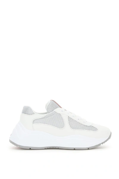 Shop Prada Chunky Sole Lace Up Sneakers In White