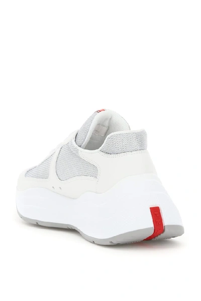 Shop Prada Chunky Sole Lace Up Sneakers In White