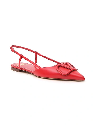 Shop Valentino Vlogo Slingback Ballerina Flats In Red
