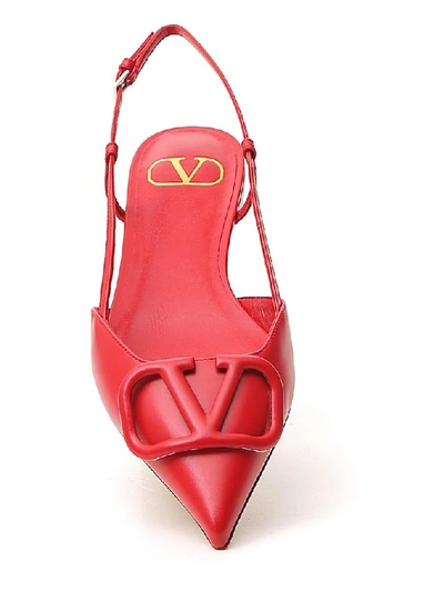 Shop Valentino Vlogo Slingback Ballerina Flats In Red
