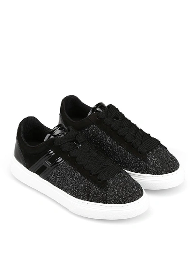 Shop Hogan H365 Glittered Sneakers In Black