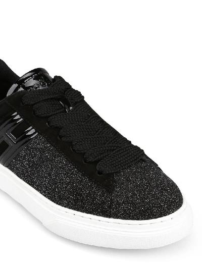 Shop Hogan H365 Glittered Sneakers In Black