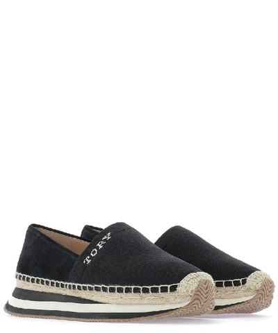 Shop Tory Burch Logo Platform Espadrilles In Black