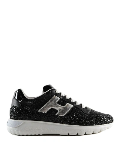 Shop Hogan H371 Glitter Sneakers In Black