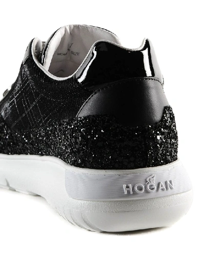 Shop Hogan H371 Glitter Sneakers In Black