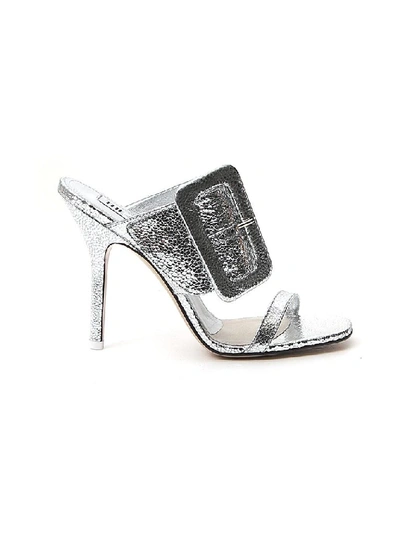 Shop Attico Buckled Mule Sandals In Silver