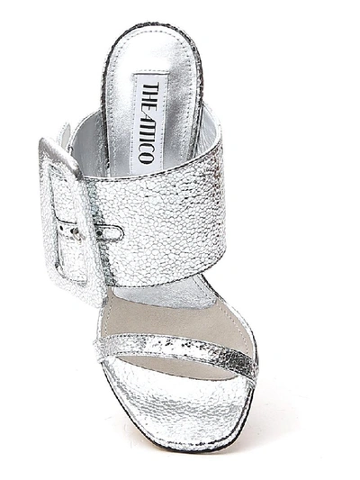 Shop Attico Buckled Mule Sandals In Silver