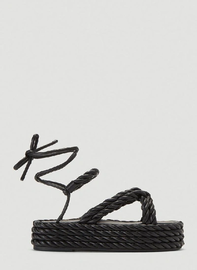 Shop Valentino Woven Platform Sandals In Black