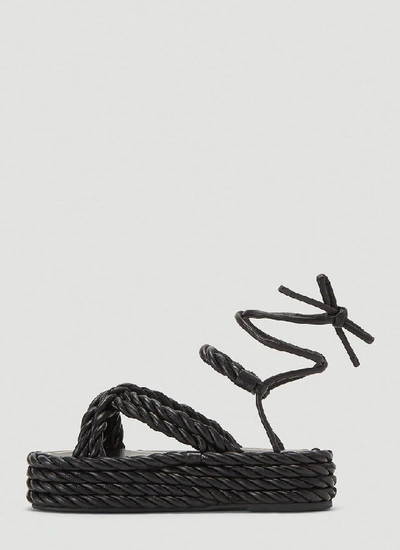 Shop Valentino Woven Platform Sandals In Black
