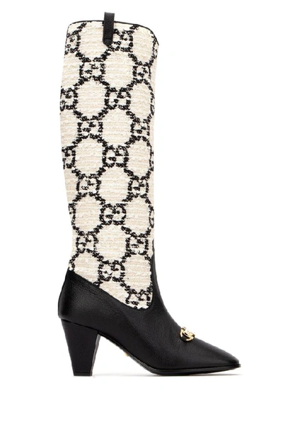 Shop Gucci Gg Horsebit Zumi Knee High Boots In Multi