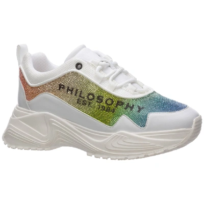 Shop Philosophy Di Lorenzo Serafini Embellished Mesh Sneakers In White