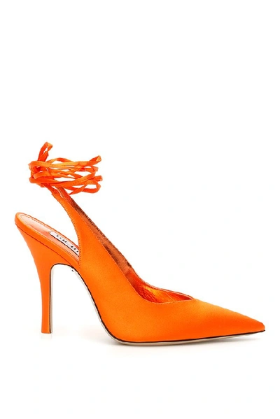 Shop Attico Slingback Pointed Toe Pumps In Orange