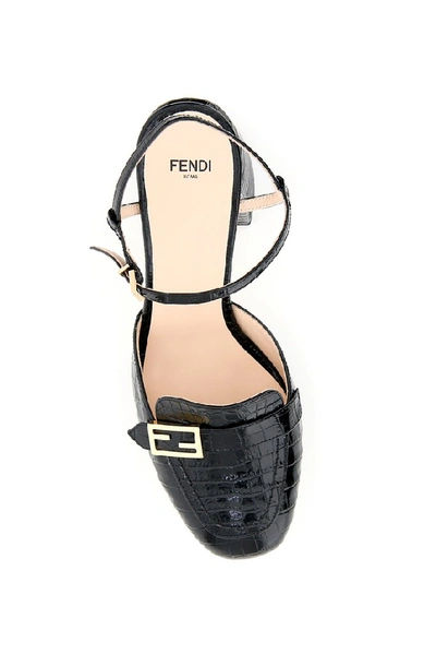 Shop Fendi Slingback Block Heel Pumps In Black