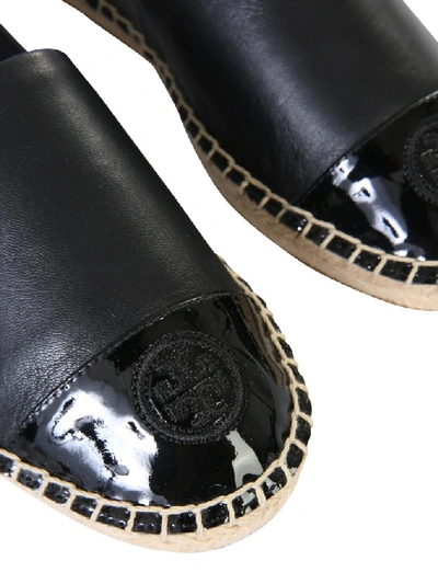 Shop Tory Burch Embossed Logo Espadrilles In Black