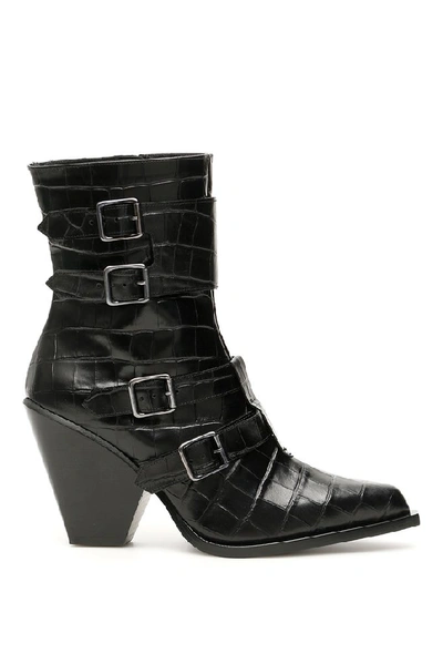 Shop Pinko Western Buckle Ankle Boots In Black