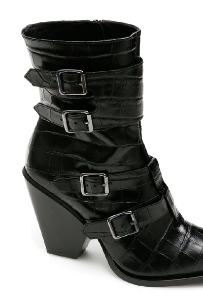 Shop Pinko Western Buckle Ankle Boots In Black