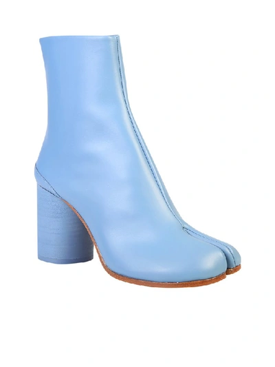 Shop Maison Margiela Tabi Leather Ankle Boots In Blue