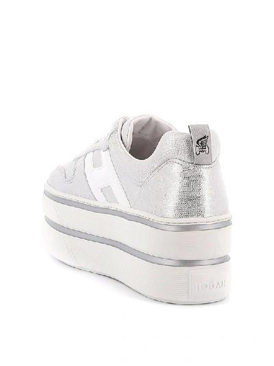 Shop Hogan H449 Platform Sneakers In Silver