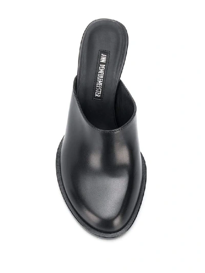 Shop Ann Demeulemeester Curved Heel Mules In Black