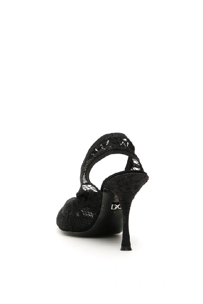 Shop Dolce & Gabbana Laced Slingback Pumps In Black