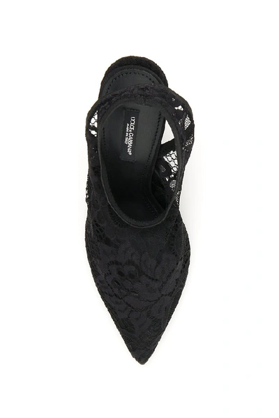 Shop Dolce & Gabbana Laced Slingback Pumps In Black