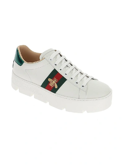 Shop Gucci Ace Platform Sneakers In White