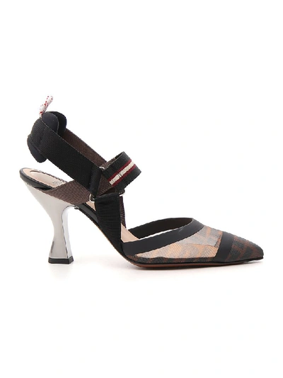 Shop Fendi Stripe Band Slingback Pumps In Multi