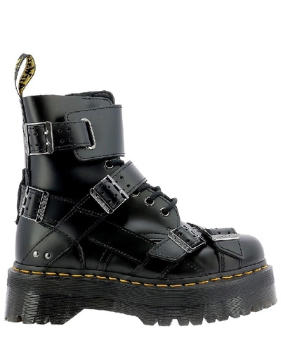 Shop Dr. Martens Jadon Strap Military Boots In Black