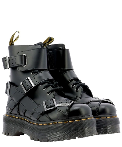 Dr. Martens Jadon Combat Boot In Black Leather With Buckles | ModeSens