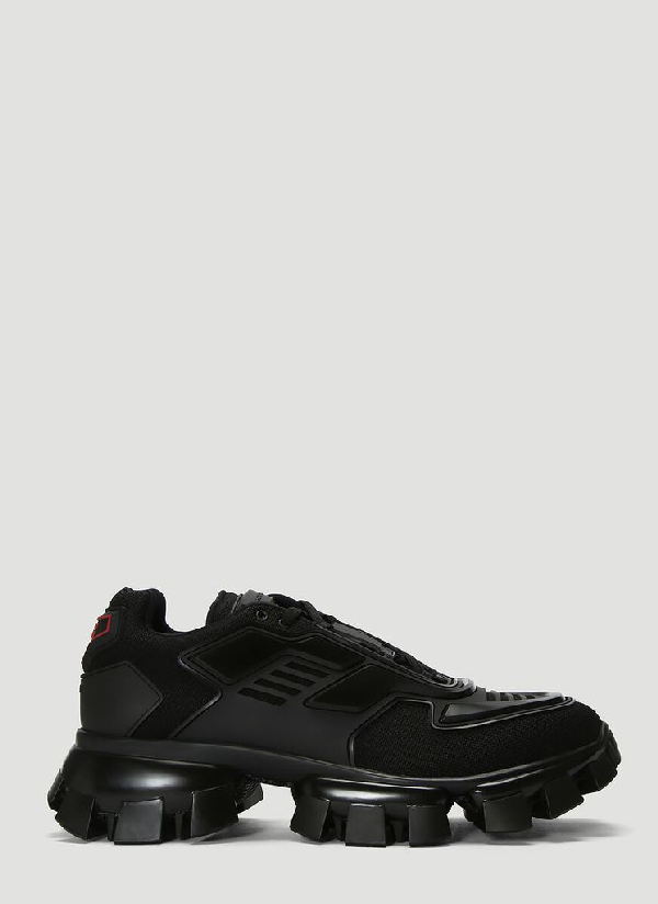 Prada Combat Leather-trimmed Mesh And Rubber Sneakers In Black | ModeSens