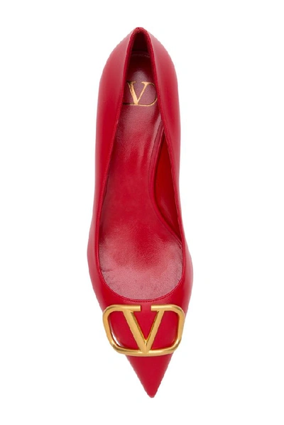 Shop Valentino Vlogo Plaque Pointed Toe Pumps In Red