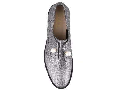 Shop Coliac Pearl Embellished Lace Up Shoes In Silver