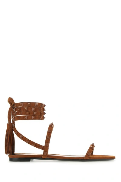 Shop Valentino Garavani Rockstud Flair Sandals In Brown