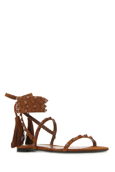 Shop Valentino Garavani Rockstud Flair Sandals In Brown