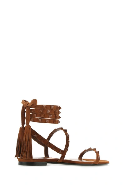 Shop Valentino Garavani Rockstud Flair Sandals In Brown