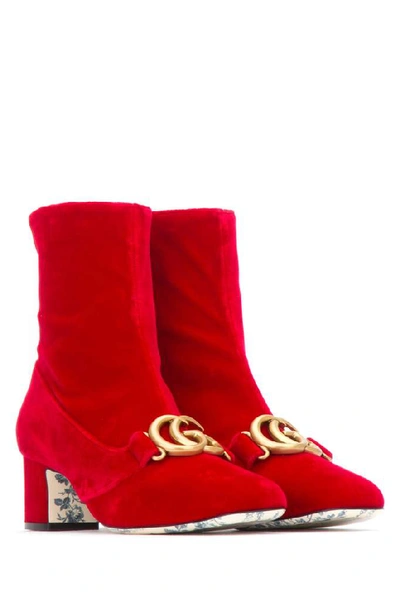 Shop Gucci Victoire Ankle Boots In Red