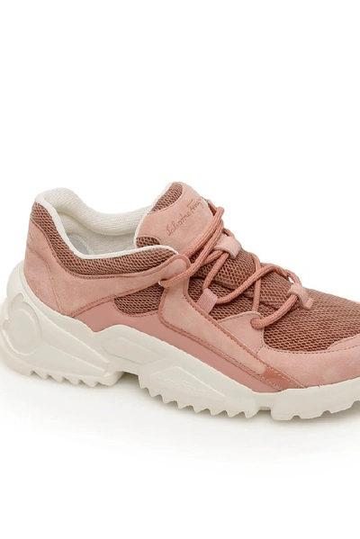 Shop Ferragamo Salvatore  Chunky Sole Sneakers In Pink