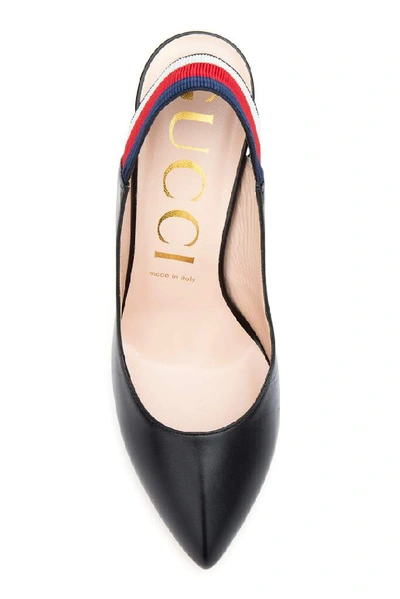 Shop Gucci Sylvie Web Slingback Pumps In Black