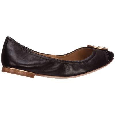 Shop Tory Burch Logo Flat Shoes In Black