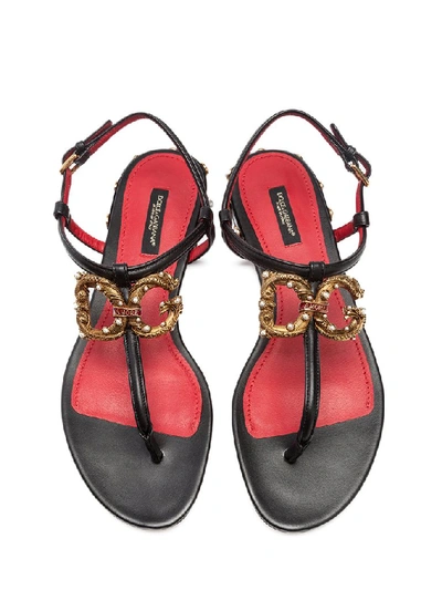 Shop Dolce & Gabbana Dg Amore Logo Sandals In Black