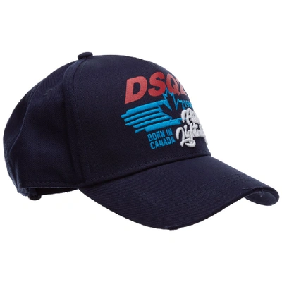 Shop Dsquared2 Embroidered Logo Baseball Cap In Blue