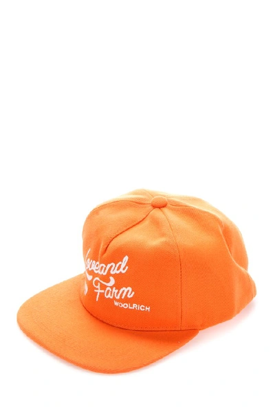 Shop Woolrich Printed Baseball Cap In Orange