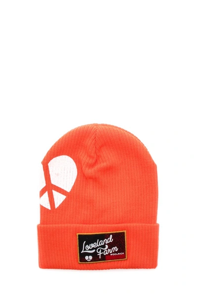 Shop Woolrich X Griffin Logo Patch Beanie In Orange