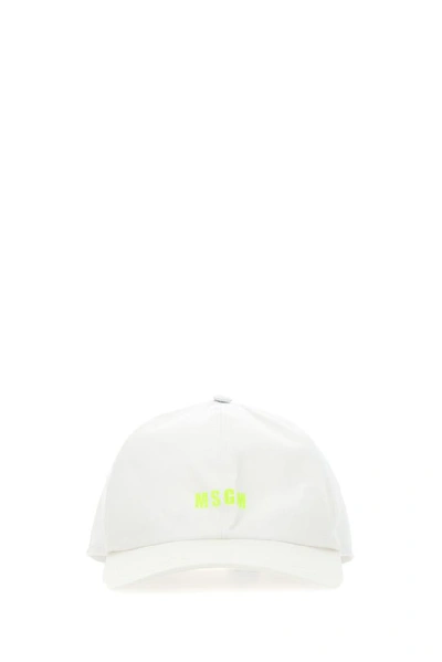 Shop Msgm Logo Print Baseball Cap In White