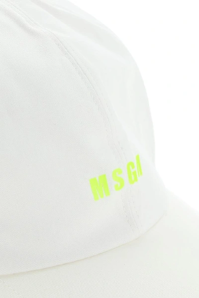 Shop Msgm Logo Print Baseball Cap In White
